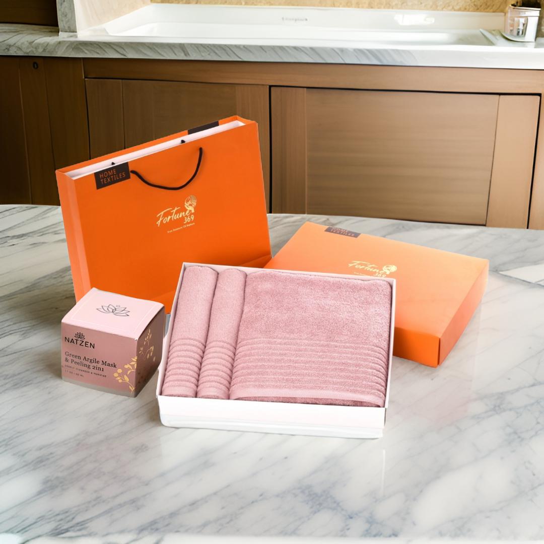 Self Care Gift Box: Bamboo Towel Set and a Green Argile Clay Mask - Fortune369 Bamboo Gifts