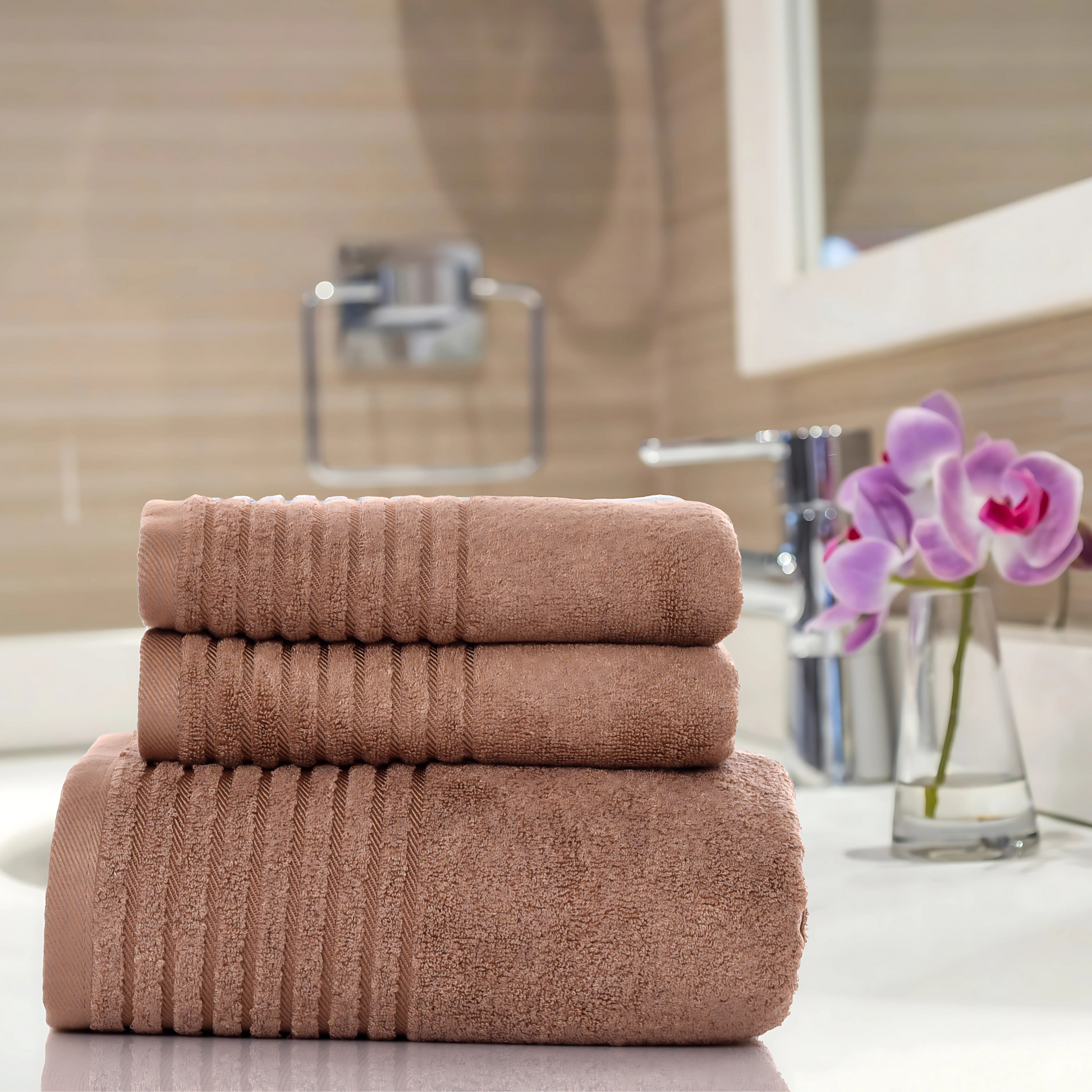 3 - PIECE BAMBOO COTTON TOWEL SET - Fortune369 Bamboo Gifts